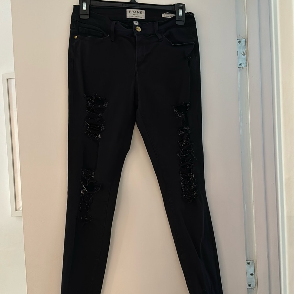 Frame Denim Le Skinny de Jeanne Black Jeans